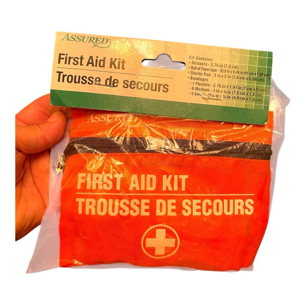 Assured First Aid Kit With Zipper Pouch - Includes Bandages Scissors & More